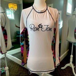 Ron Jon Women’s White/Hisbiscus Long Sleeve Rash Guard